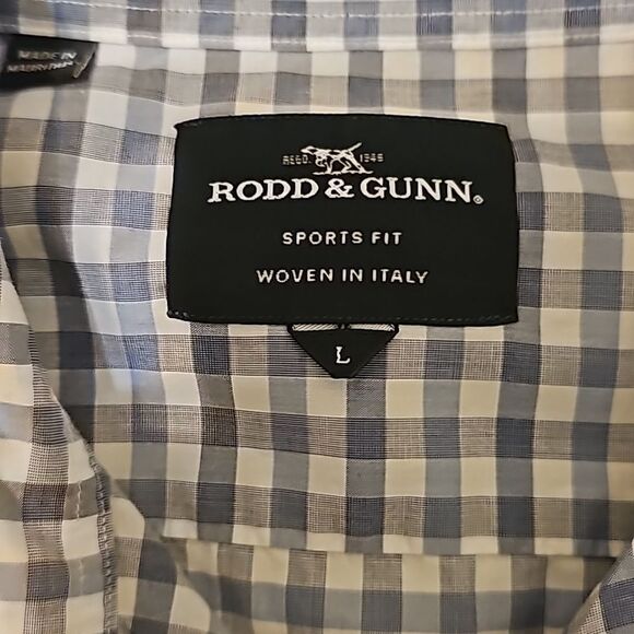 RODD GUNN Sports fit Check Long Sleeve Button Front Blue Sports Fit Shirt Men L - Picture 7 of 9